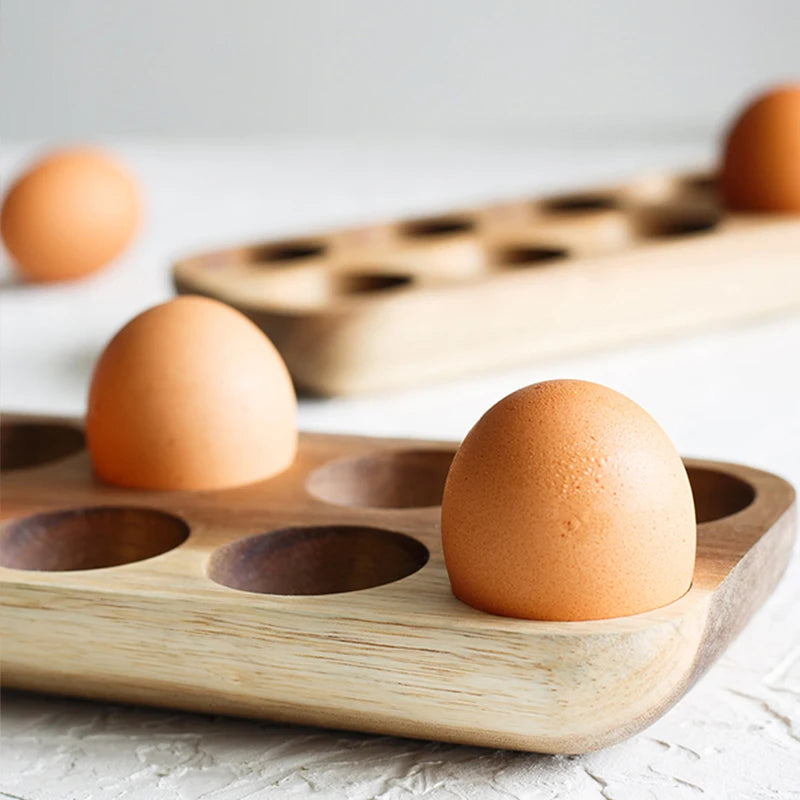 Acacia Wood Egg Holder - Organic Kitchen Storage