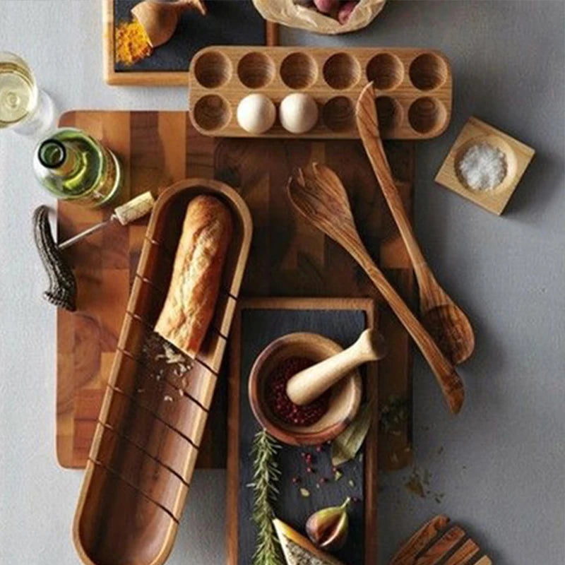 Acacia Wood Egg Holder - Organic Kitchen Storage