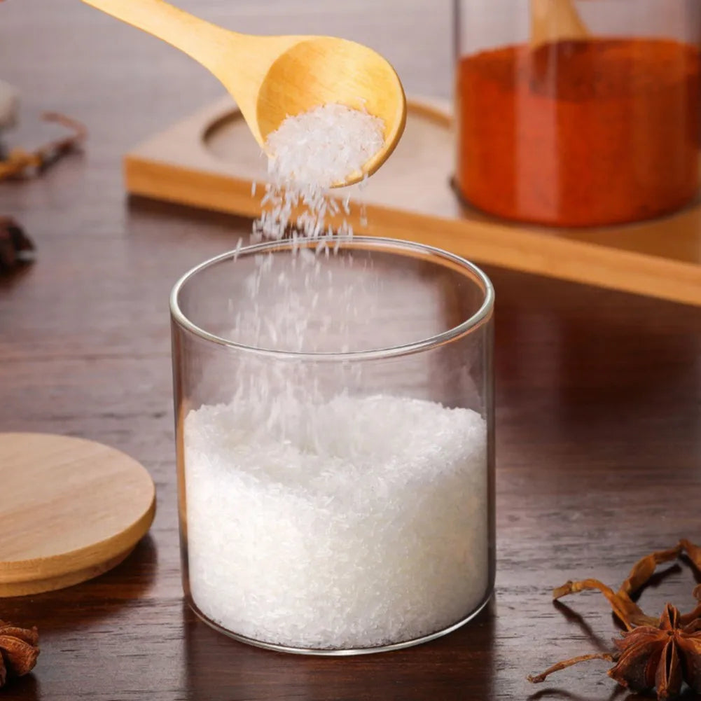 Glass Spice Jars with Bamboo Lid & Spoon